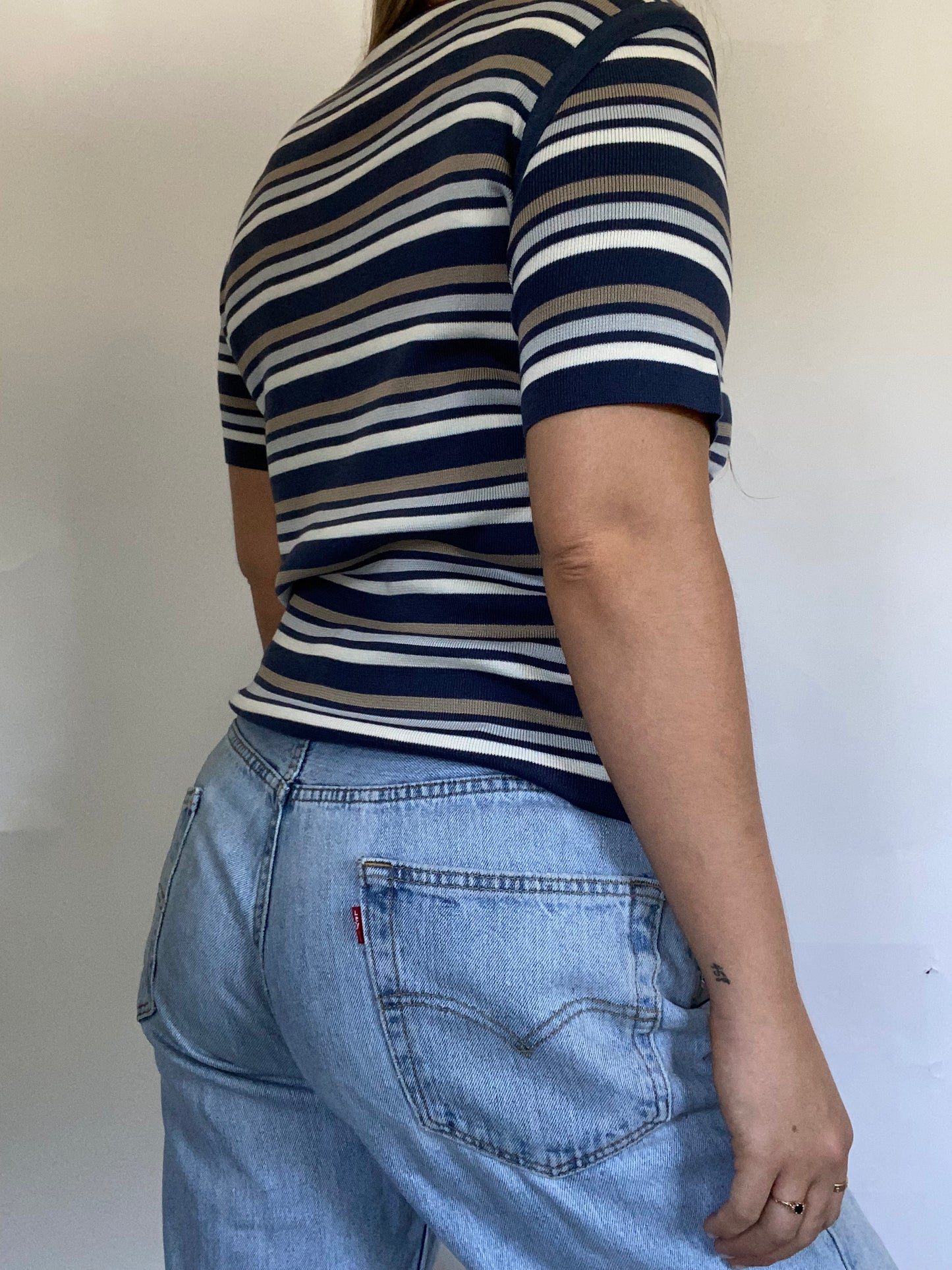 Yves Saint Laurent Striped Knit Short Sleeve Size M