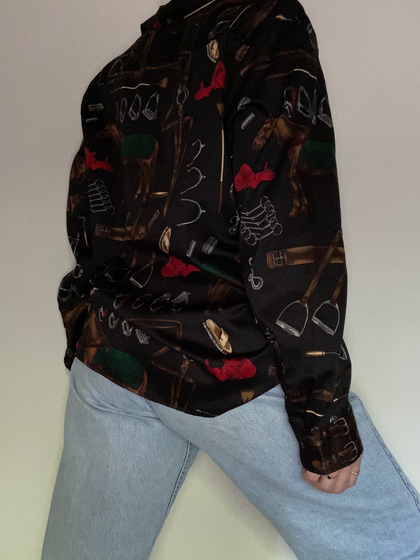 Ralph Lauren Equestrian Print Button Up Size L