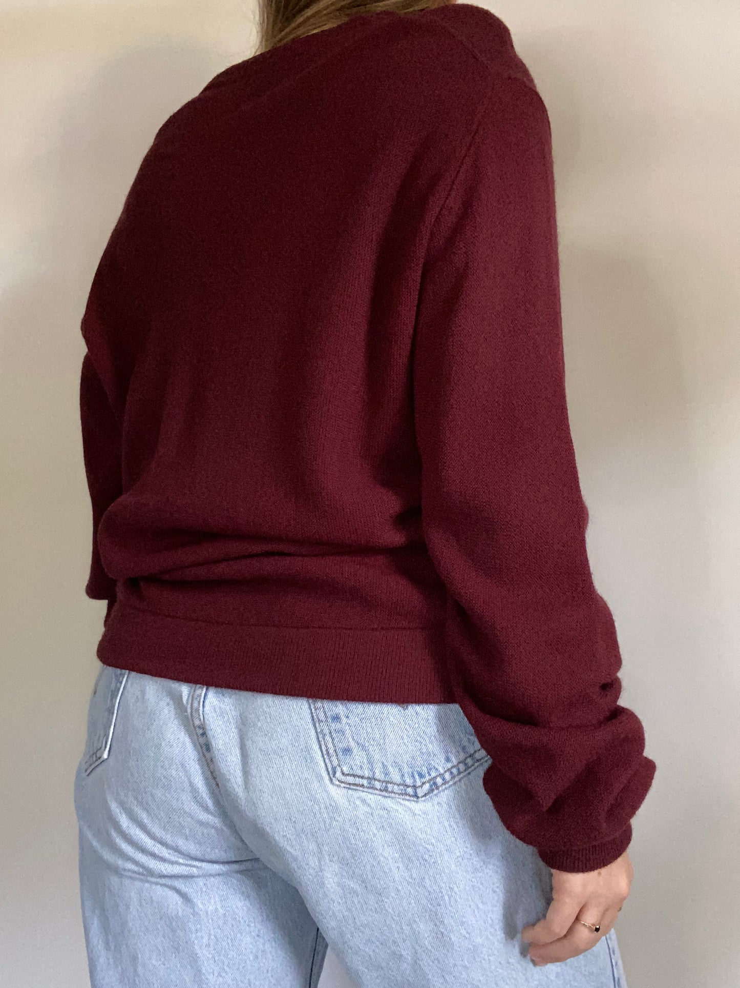 Christian Dior Logo Maroon Cardigan Size L