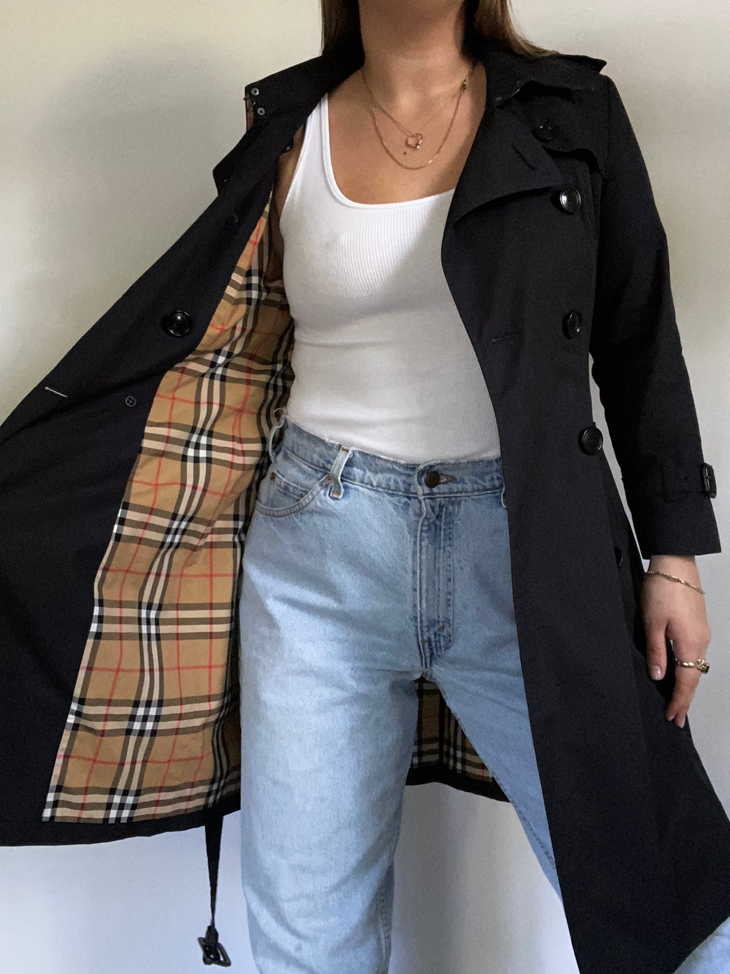 Burberry Nova Check Navy Trench Size 4