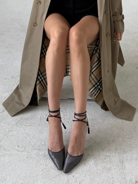 Yves Saint Laurent Pewter Tie Pumps Size 7.5