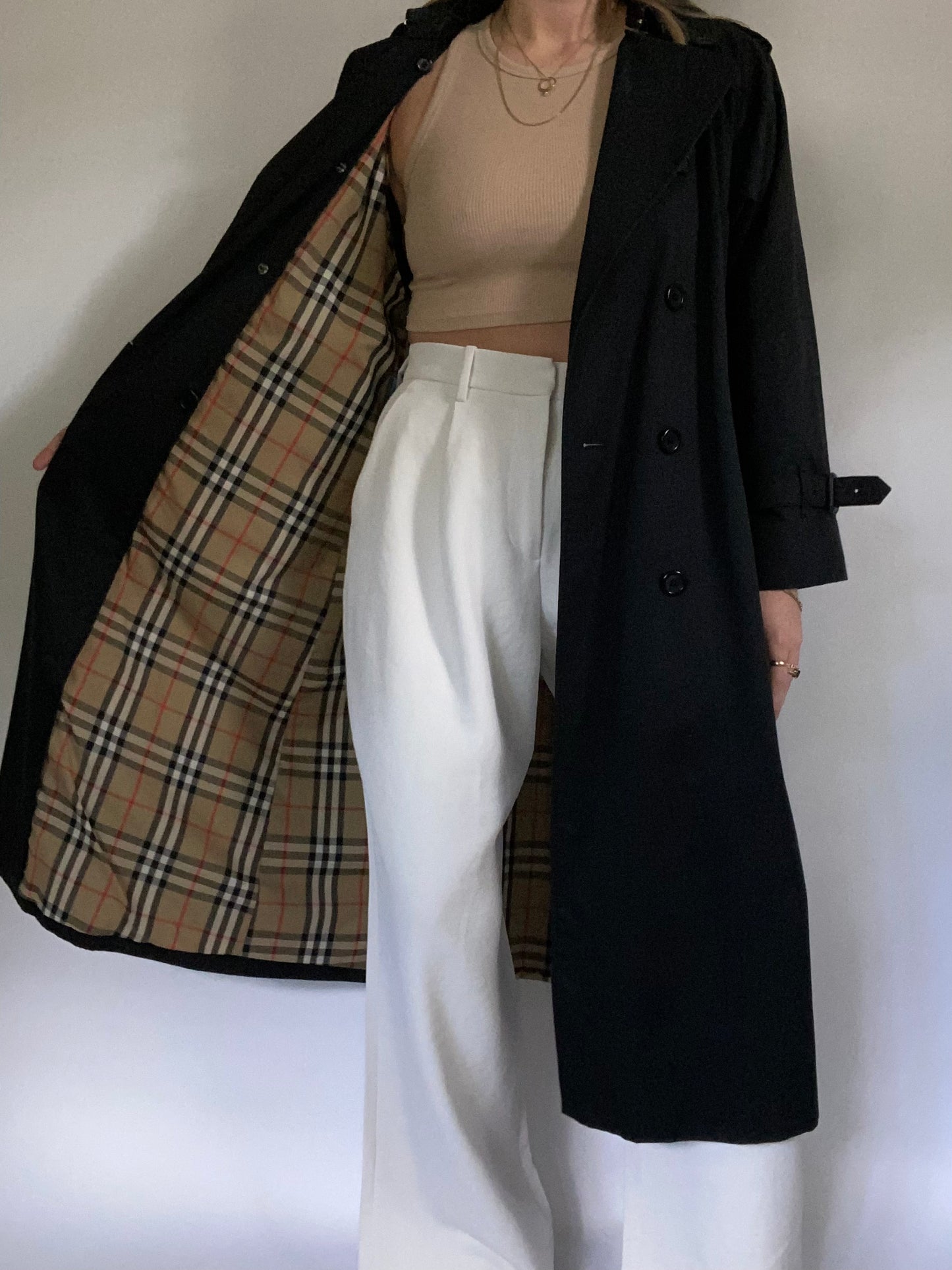 Burberry Nova Check Black Trench Size M