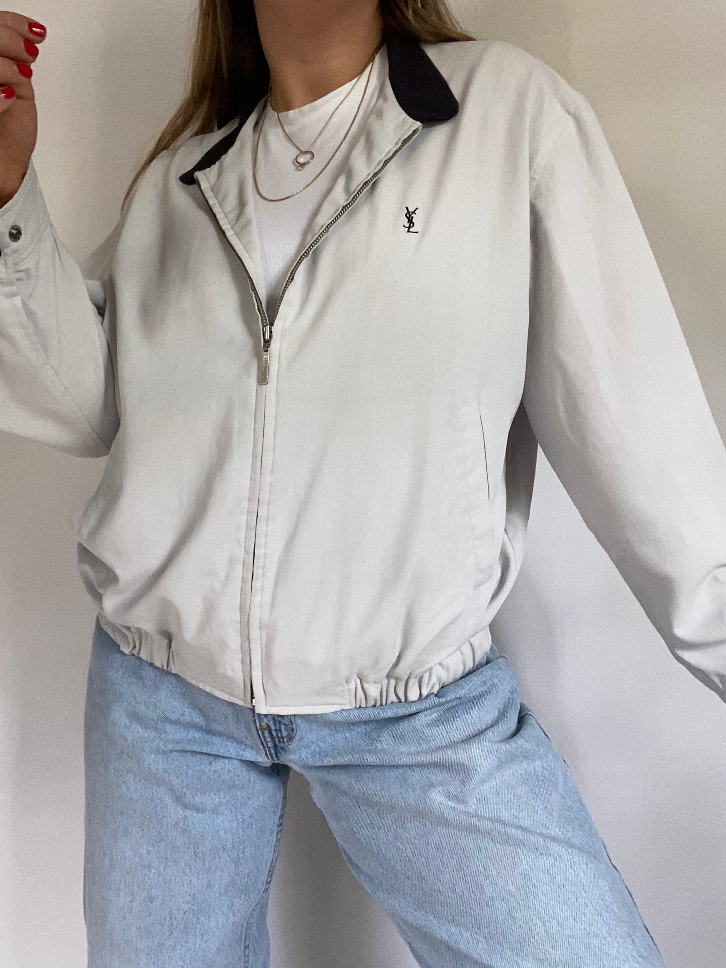 Yves Saint Laurent Logo Lightweight Harrington Jacket Size S/M