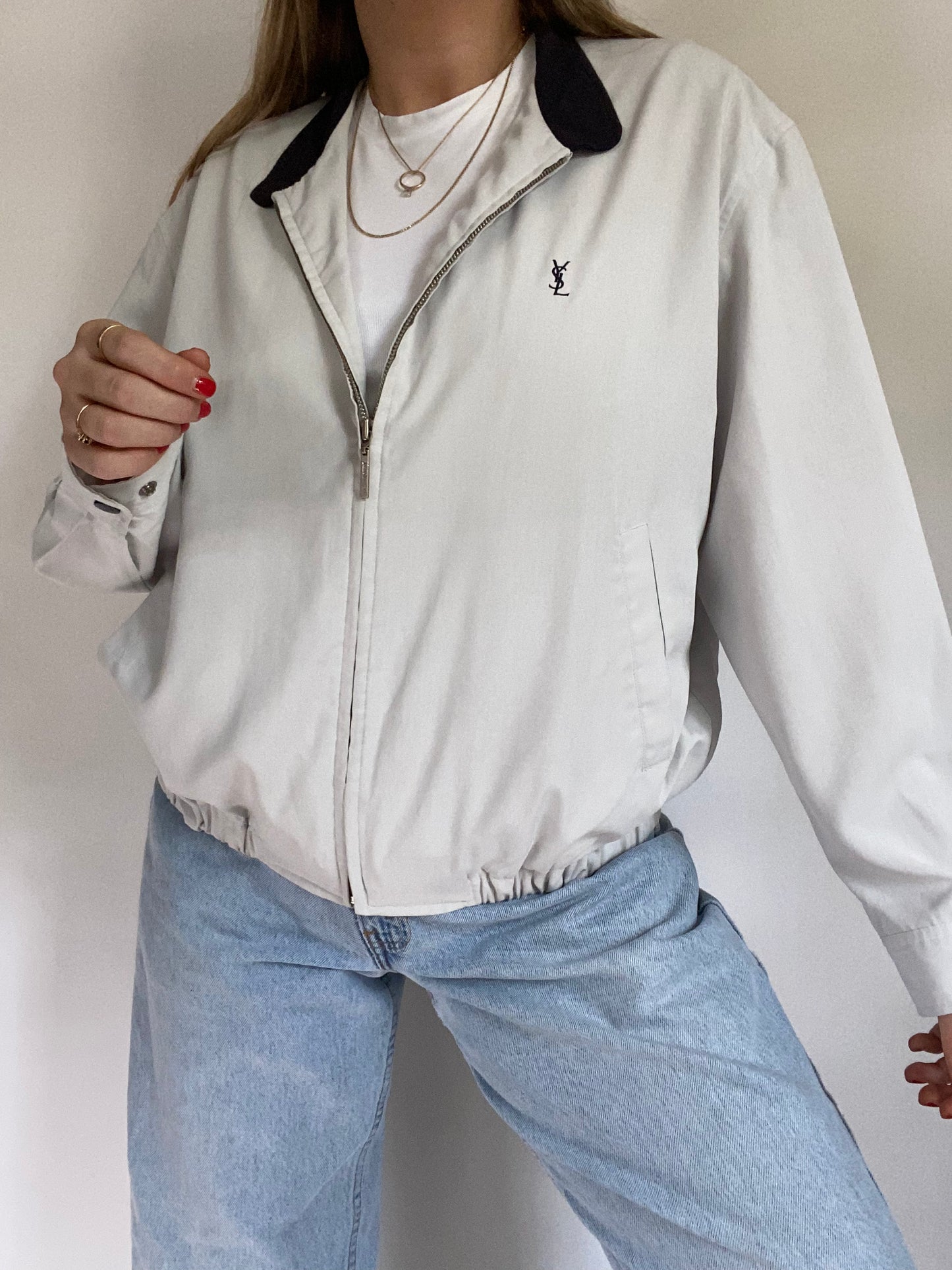 Yves Saint Laurent Logo Lightweight Harrington Jacket Size S/M