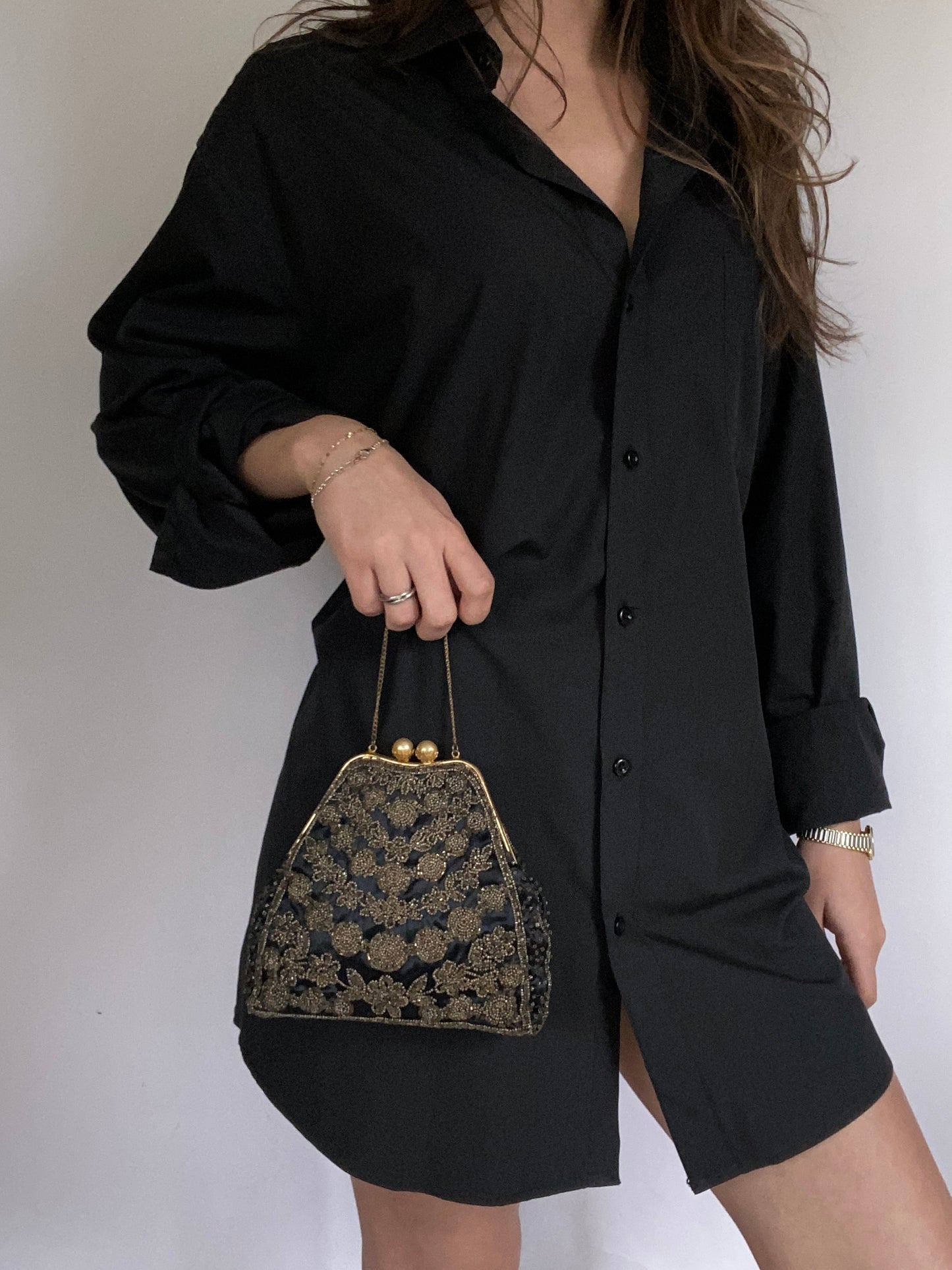 French Silk Hand Beaded Evening Bag