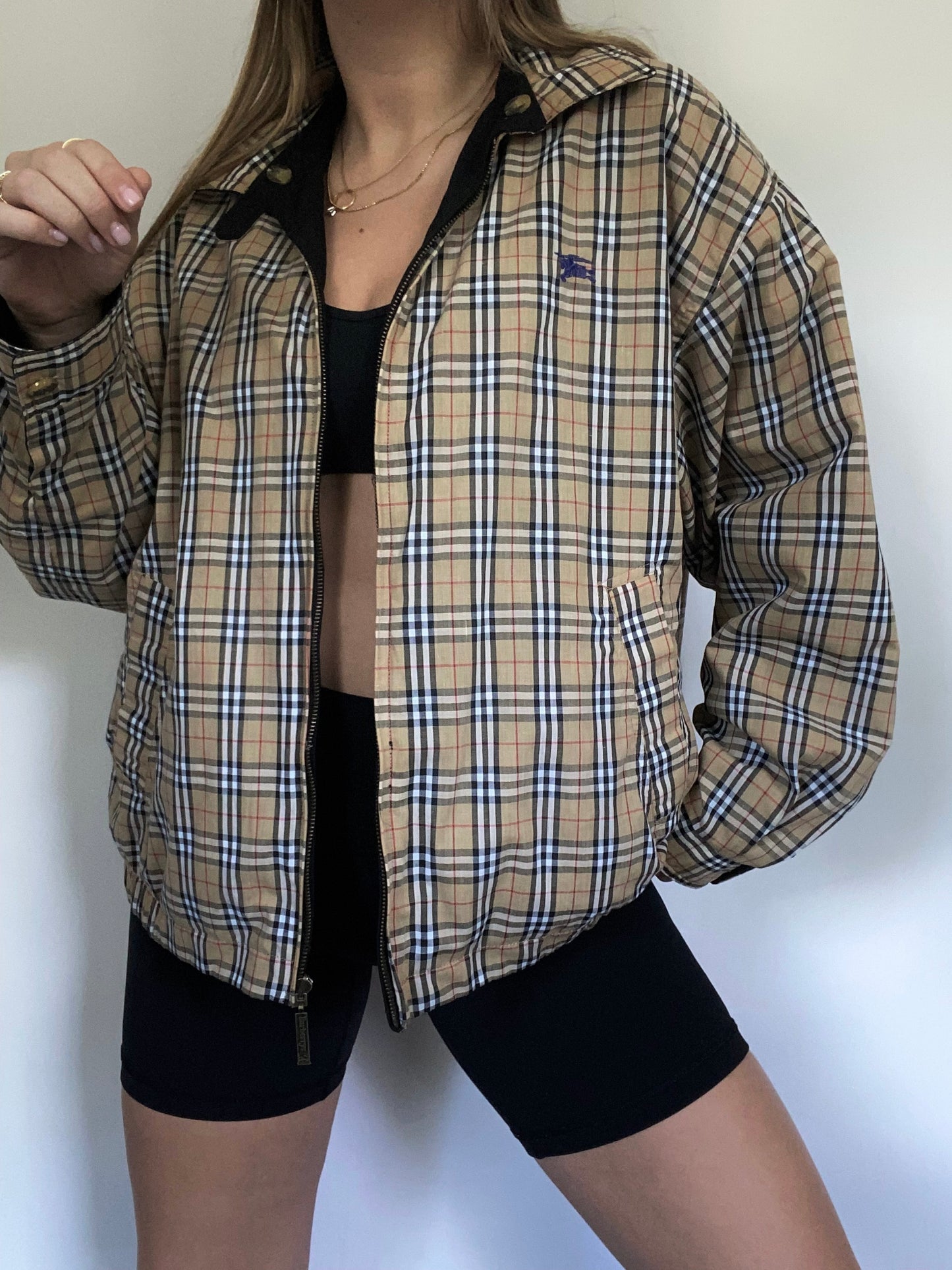 Reversible Nova Check Khaki Burberry Bomber Size M/L