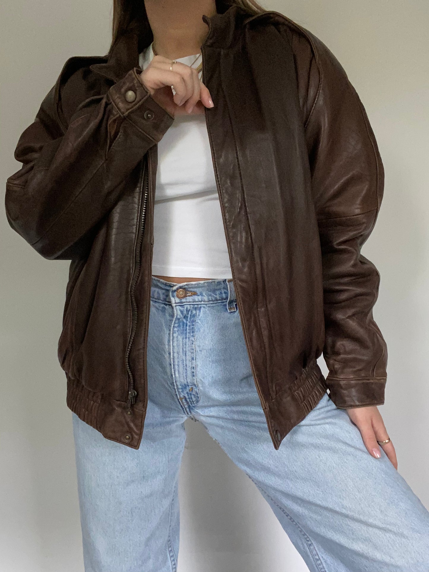 Pierre Cardin Brown Leather Bomber Size M/L