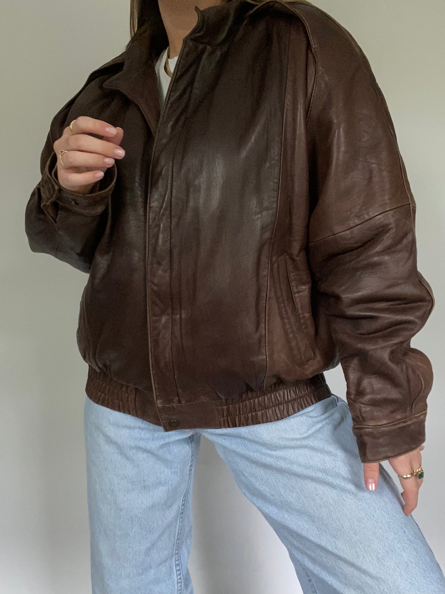 Pierre Cardin Brown Leather Bomber Size M/L