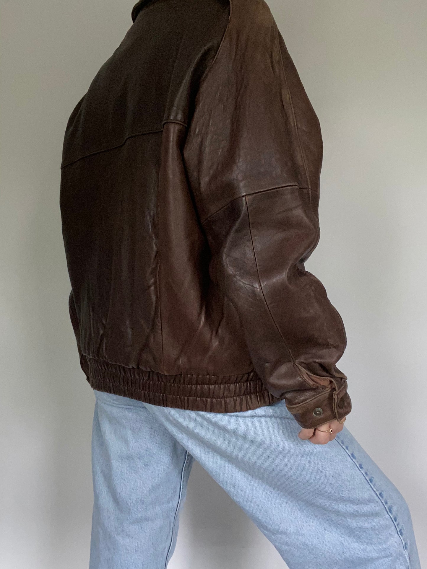 Pierre Cardin Brown Leather Bomber Size M/L