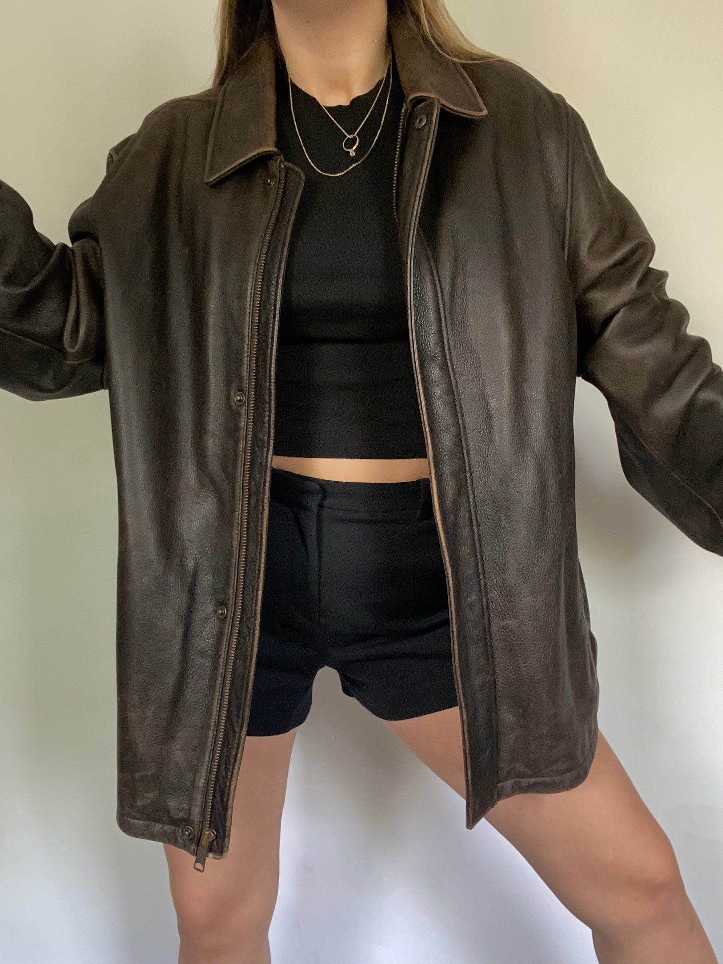 Brown Leather Jacket Size L/XL