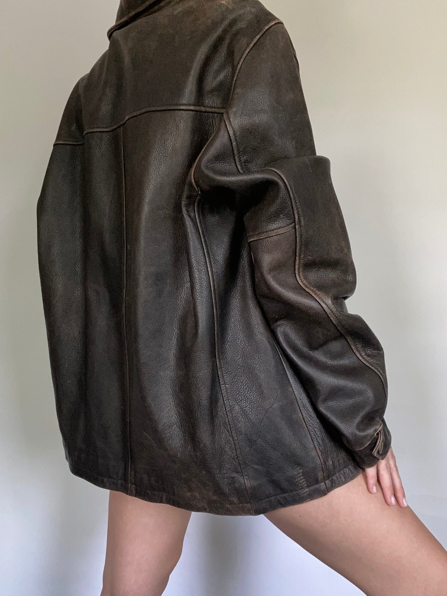 Brown Leather Jacket Size L/XL