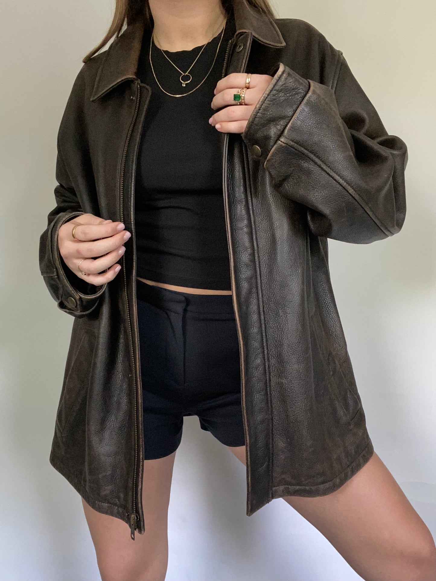Brown Leather Jacket Size L/XL