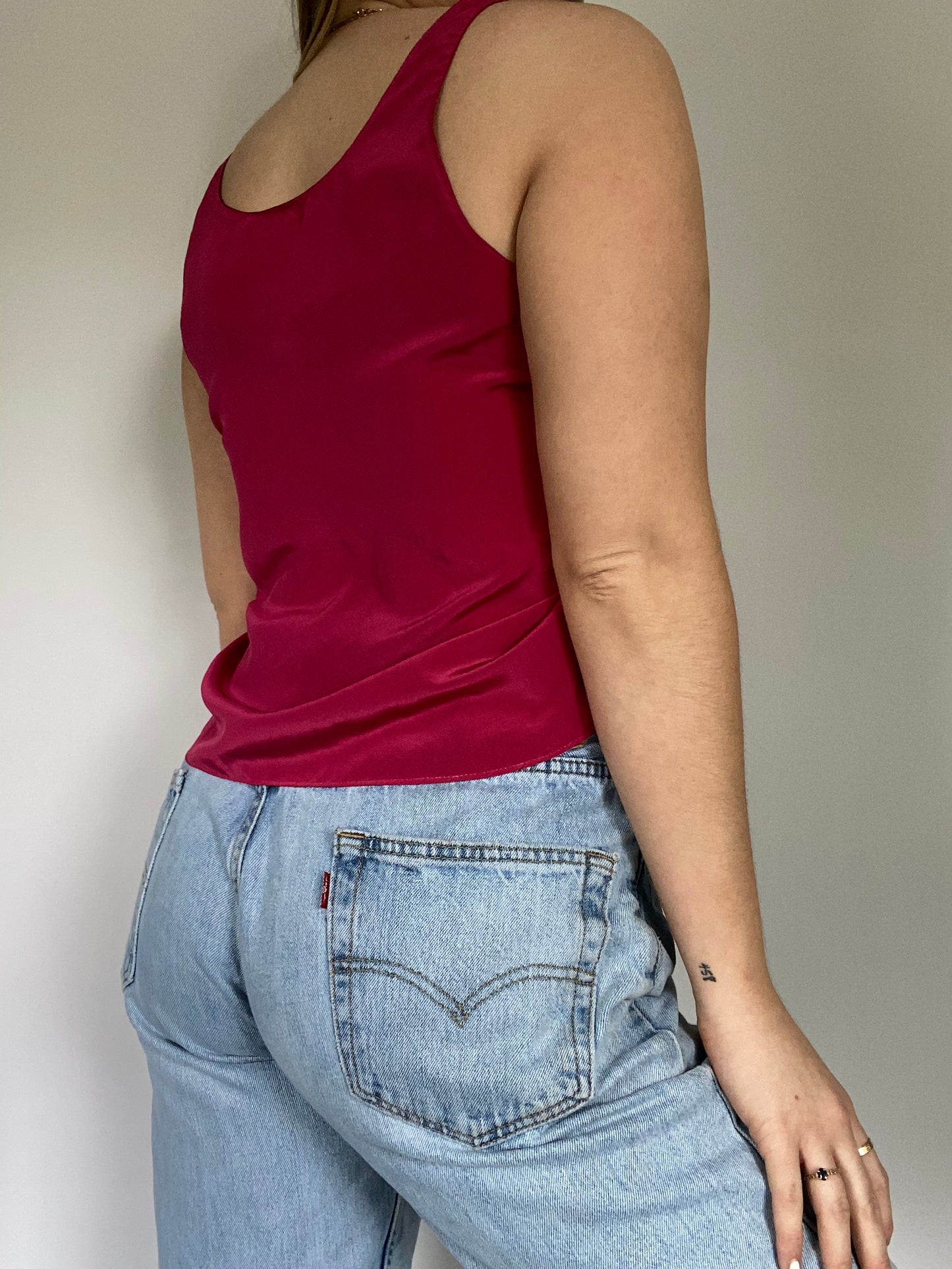 Christian Dior Logo Burgundy Silky Tank Size S