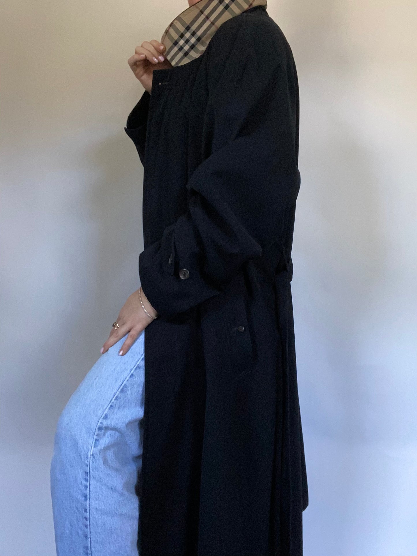Nova Check Black Burberry Trench Size L