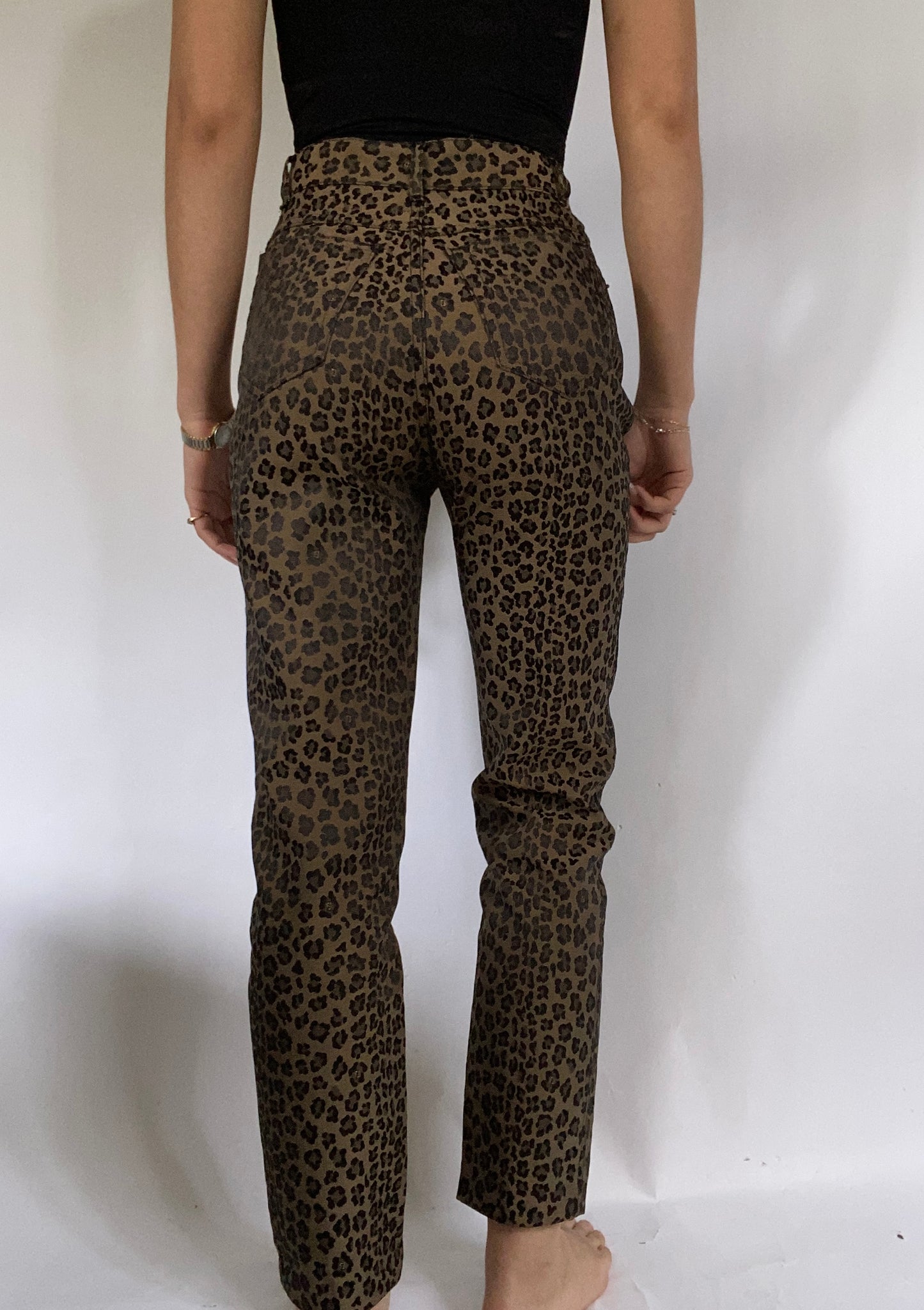 Fendi Monogram Logo Leopard Print Pants Size 25