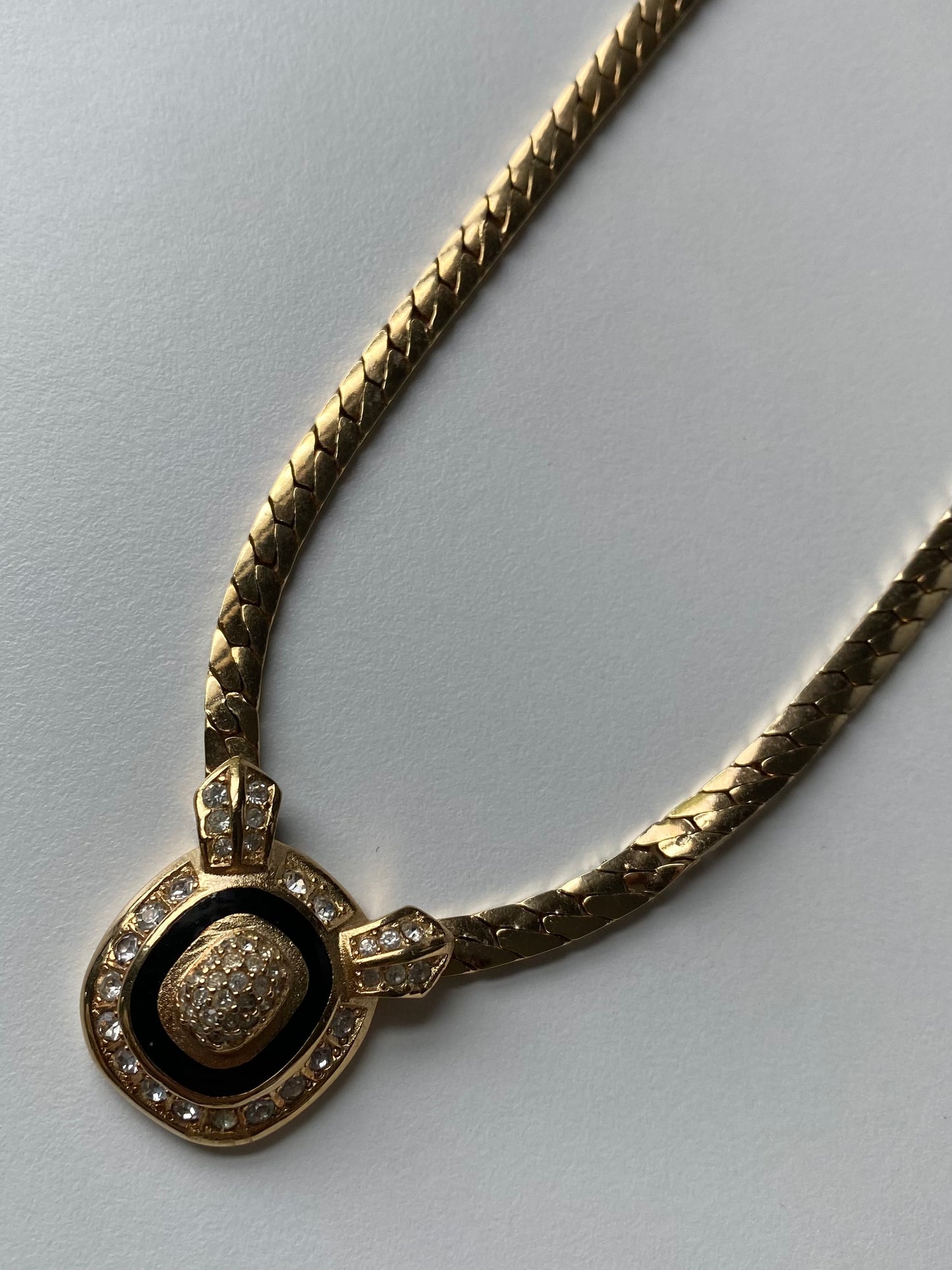 Christian Dior Rhinestone Pendant Necklace