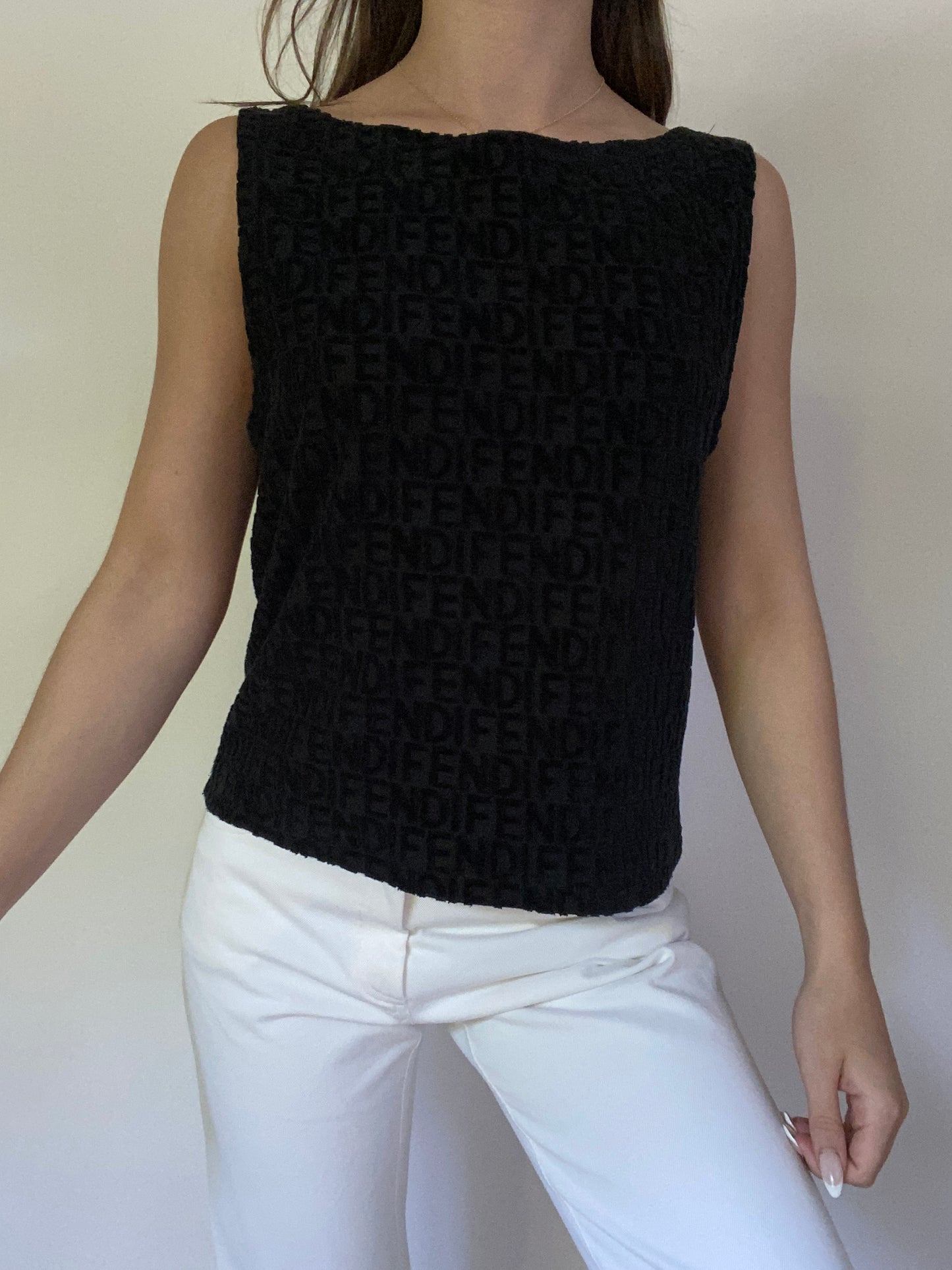 Fendi Popcorn Knit Monogram Tank Top Size S/M