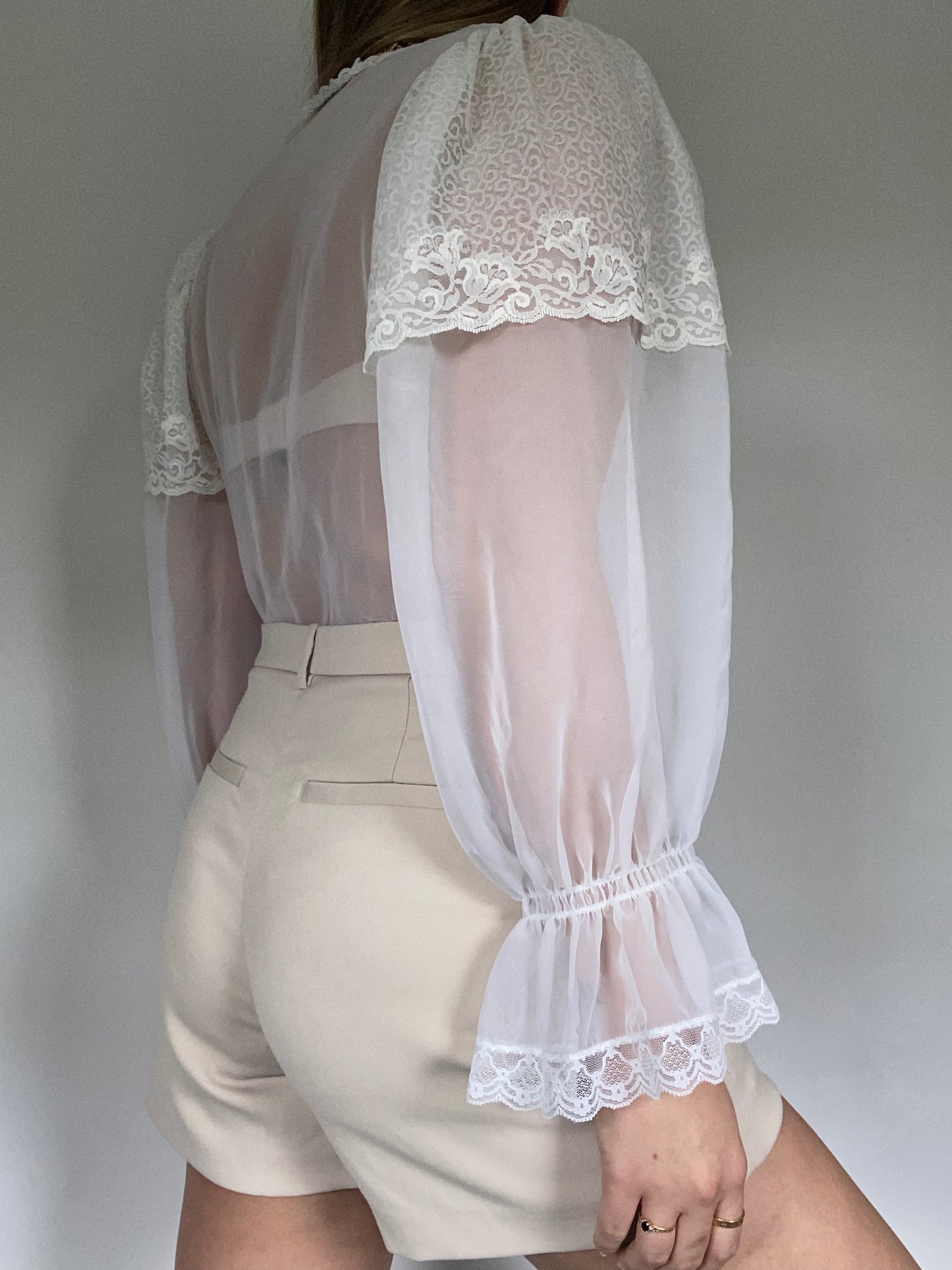 Christian Dior White Organza Blouse Size M