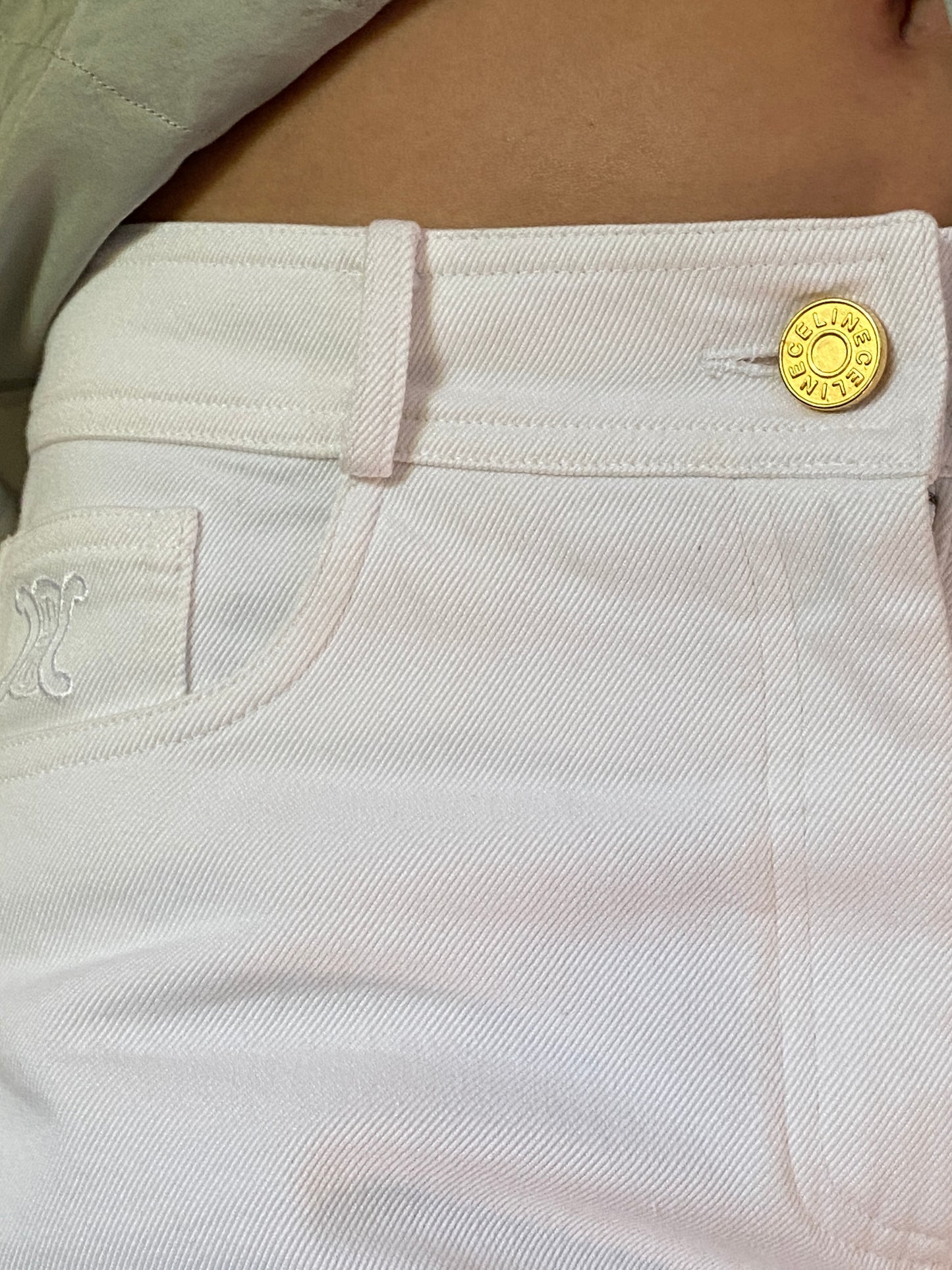 Celine Logo White Denim Size 00