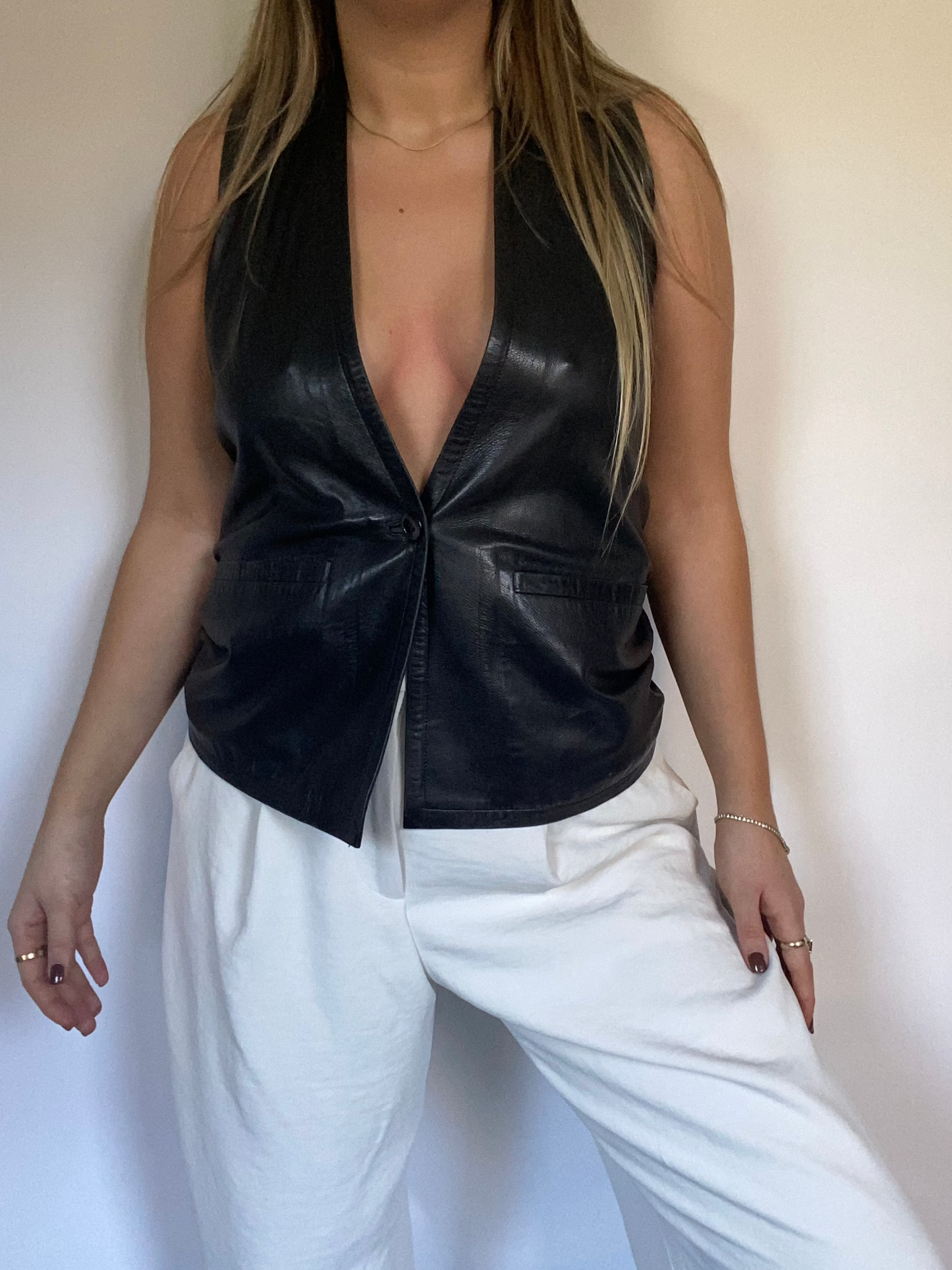 Mario Valentino Leather Top Size M