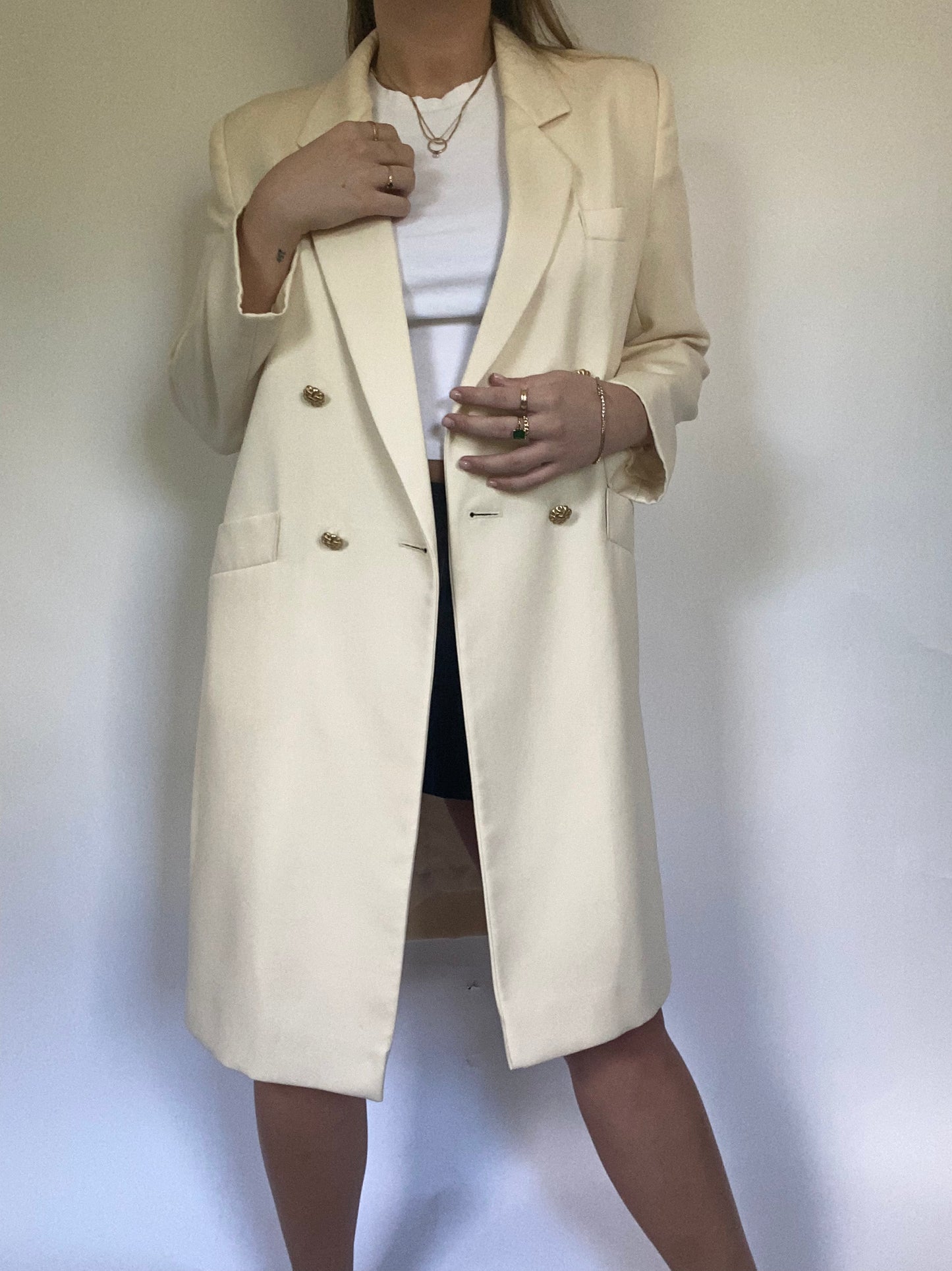 Ivory Double Breasted Trench Size S/M