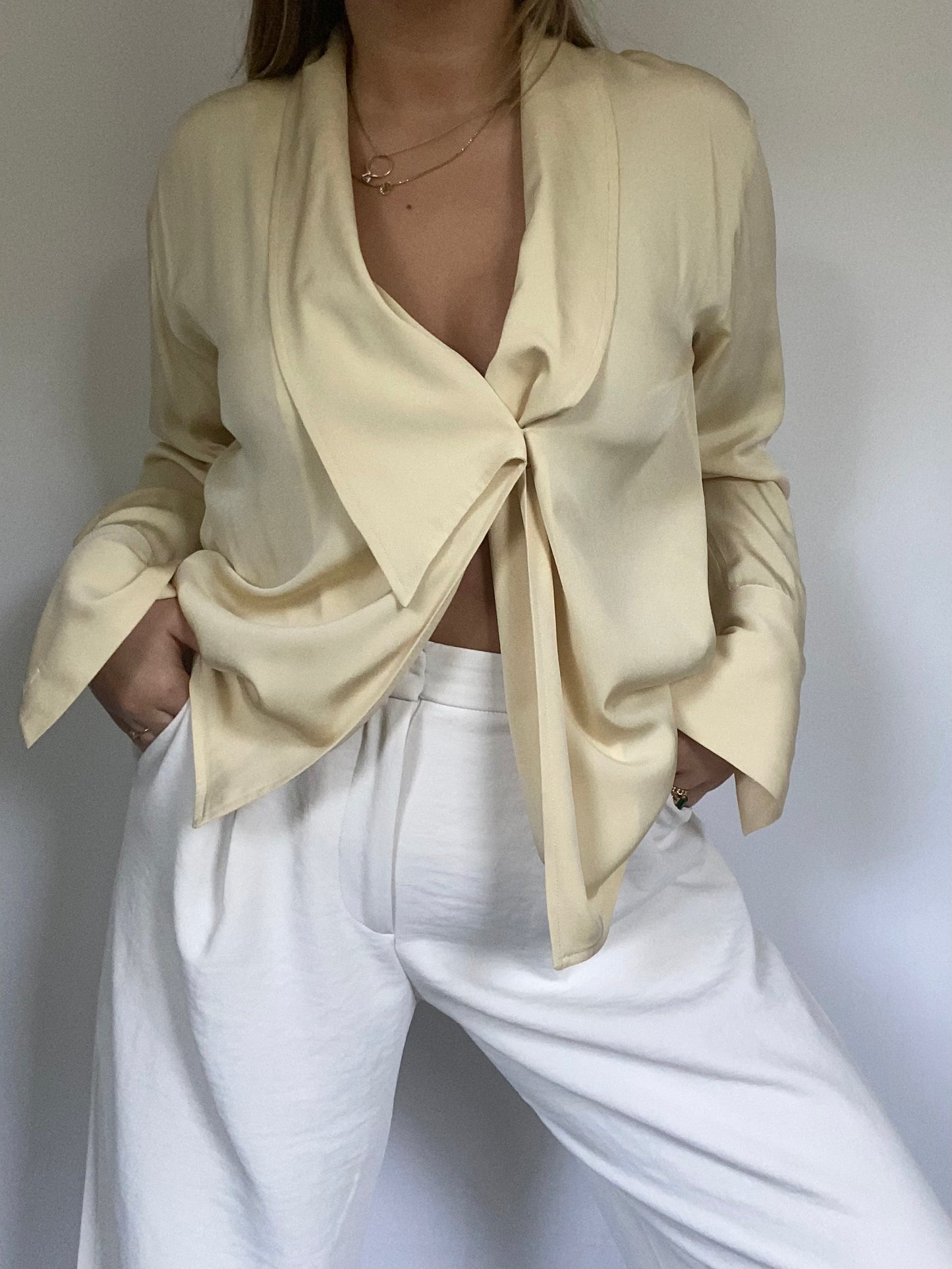 Christian Dior Ivory Drape Silk Blouse Size M