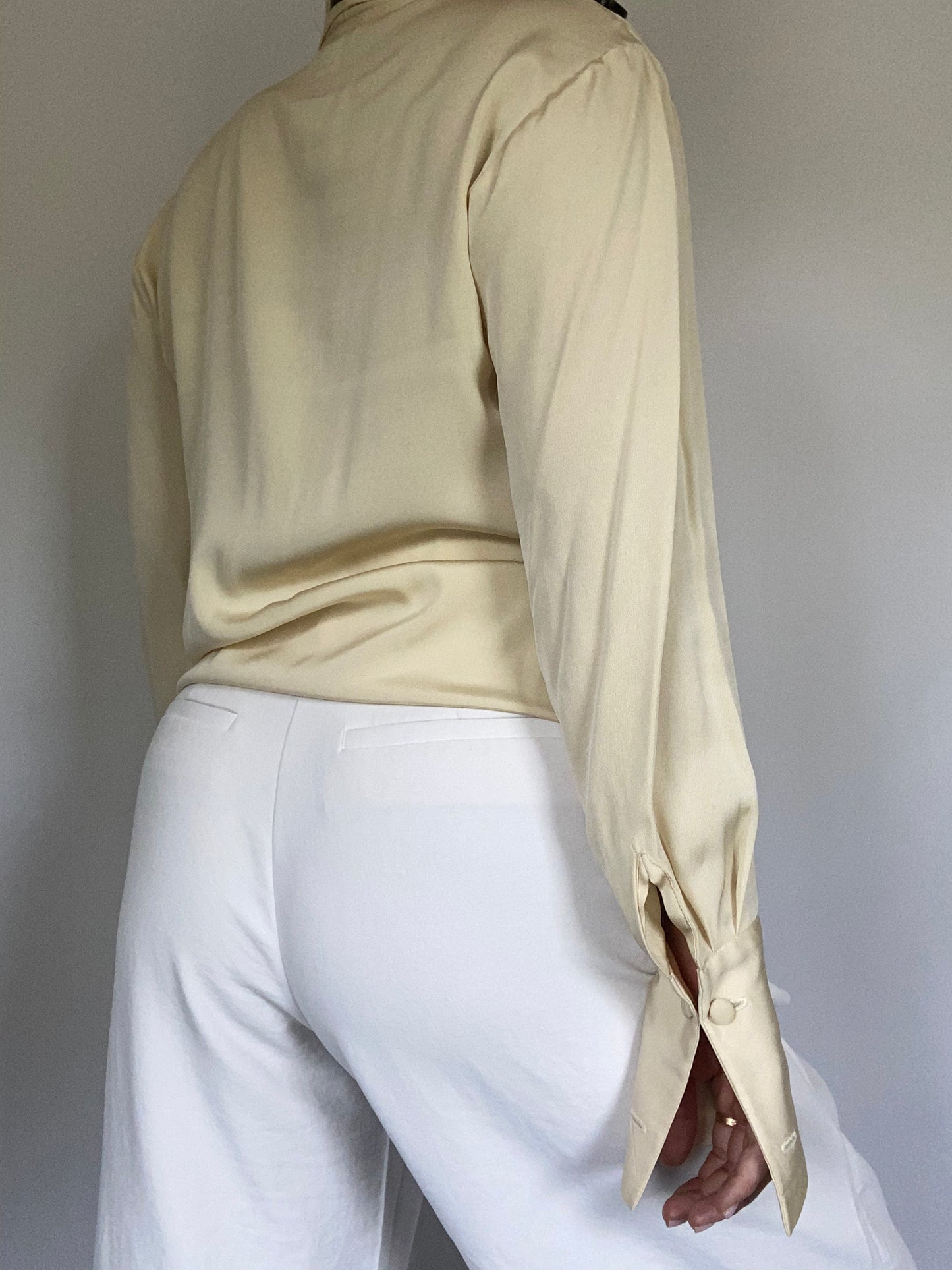 Christian Dior Ivory Drape Silk Blouse Size M