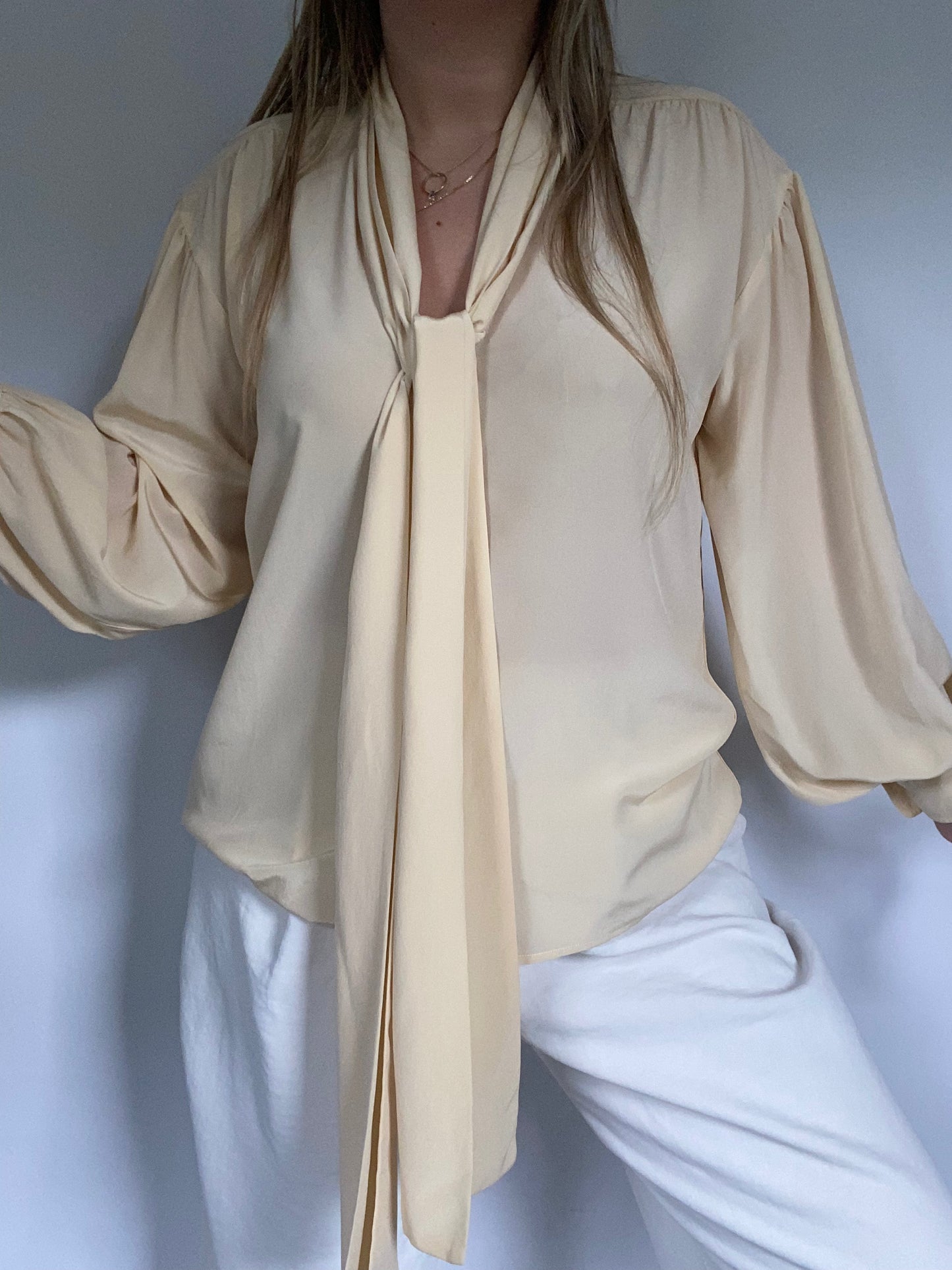 Saint Laurent Silk Tie Blouse Size M