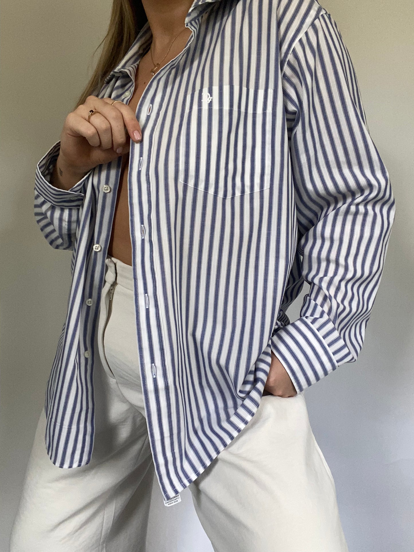 Christian Dior Logo Striped Button Up Size L