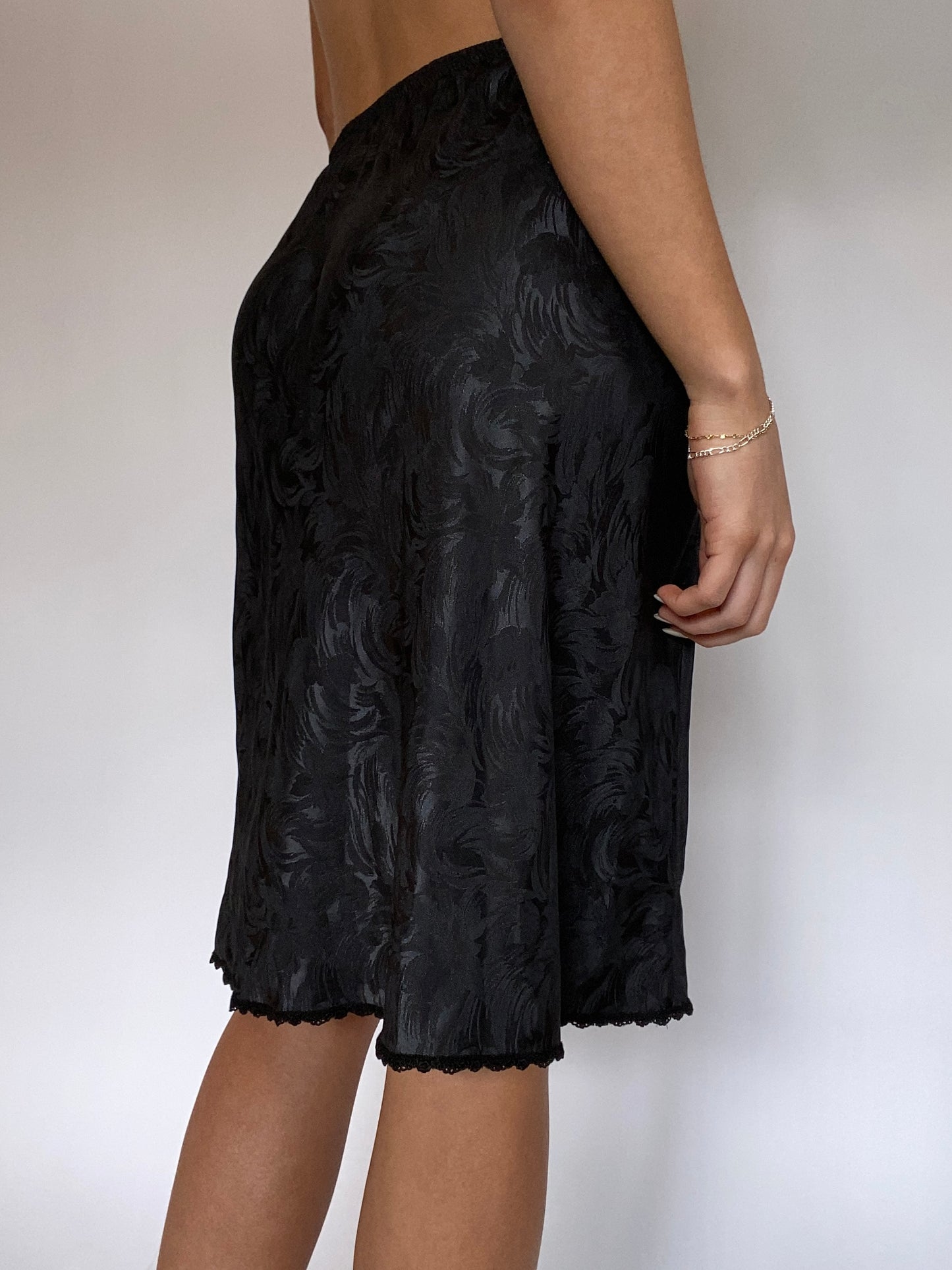 Christian Dior Black Satin Slip Skirt Size XS/S