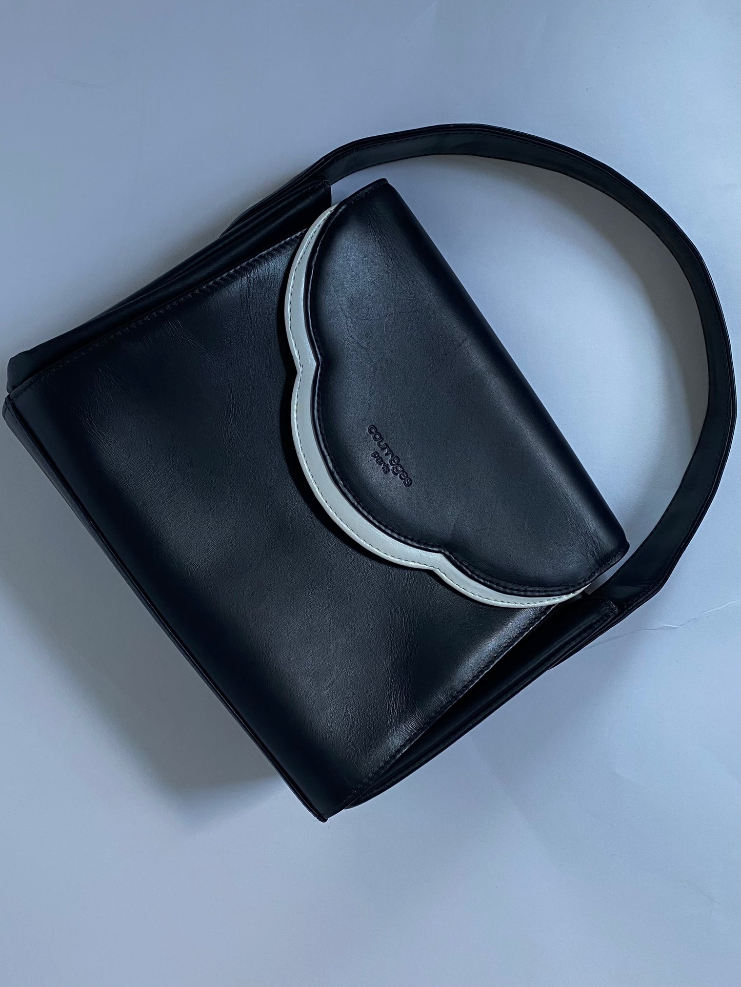 Courrèges Navy Leather Top Handle Bag