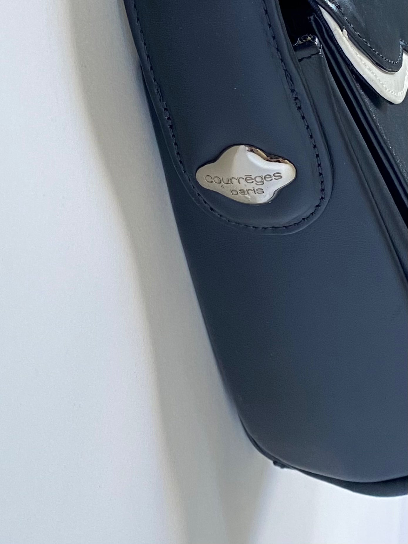Courrèges Navy Leather Top Handle Bag