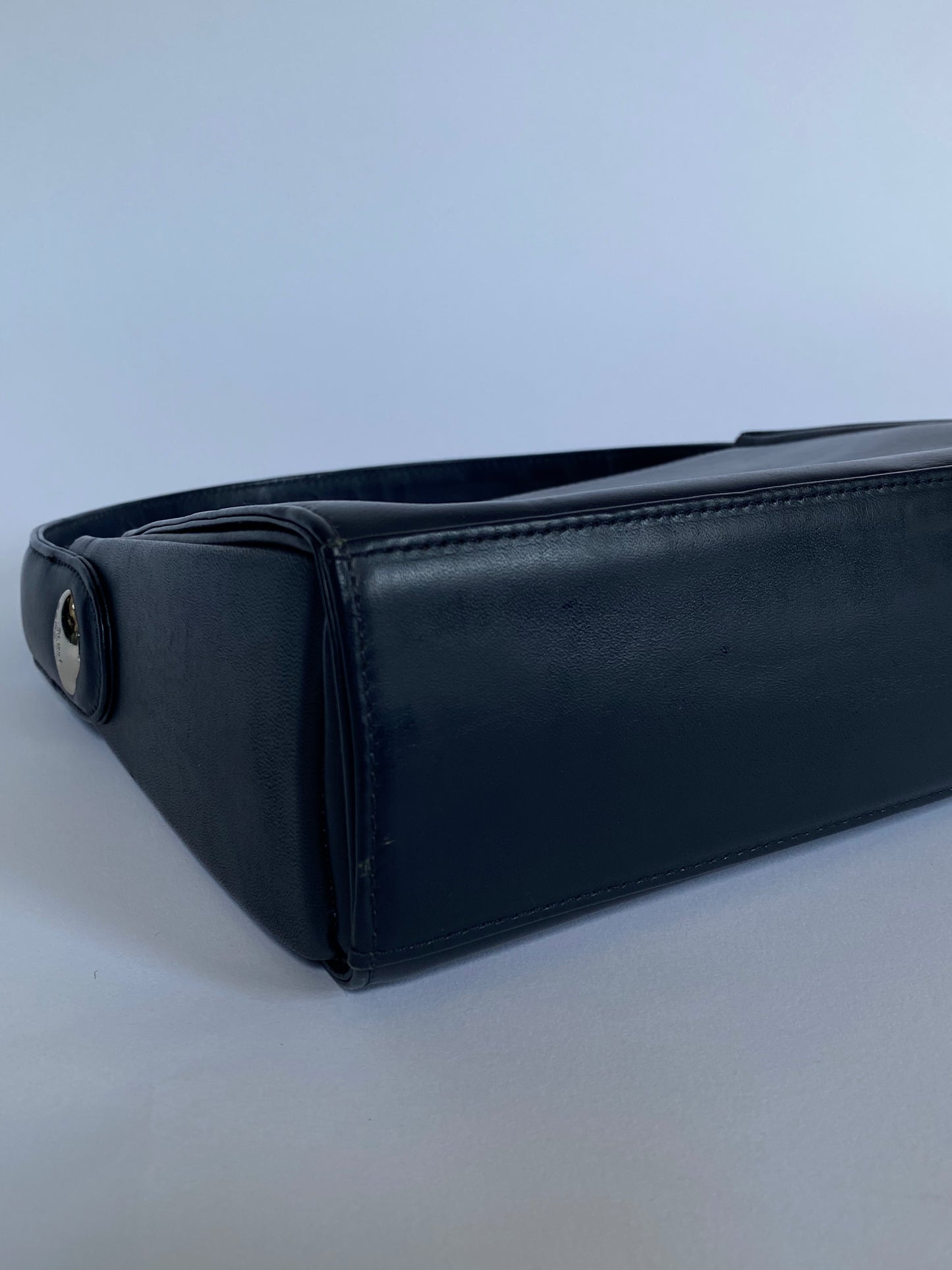 Courrèges Navy Leather Top Handle Bag