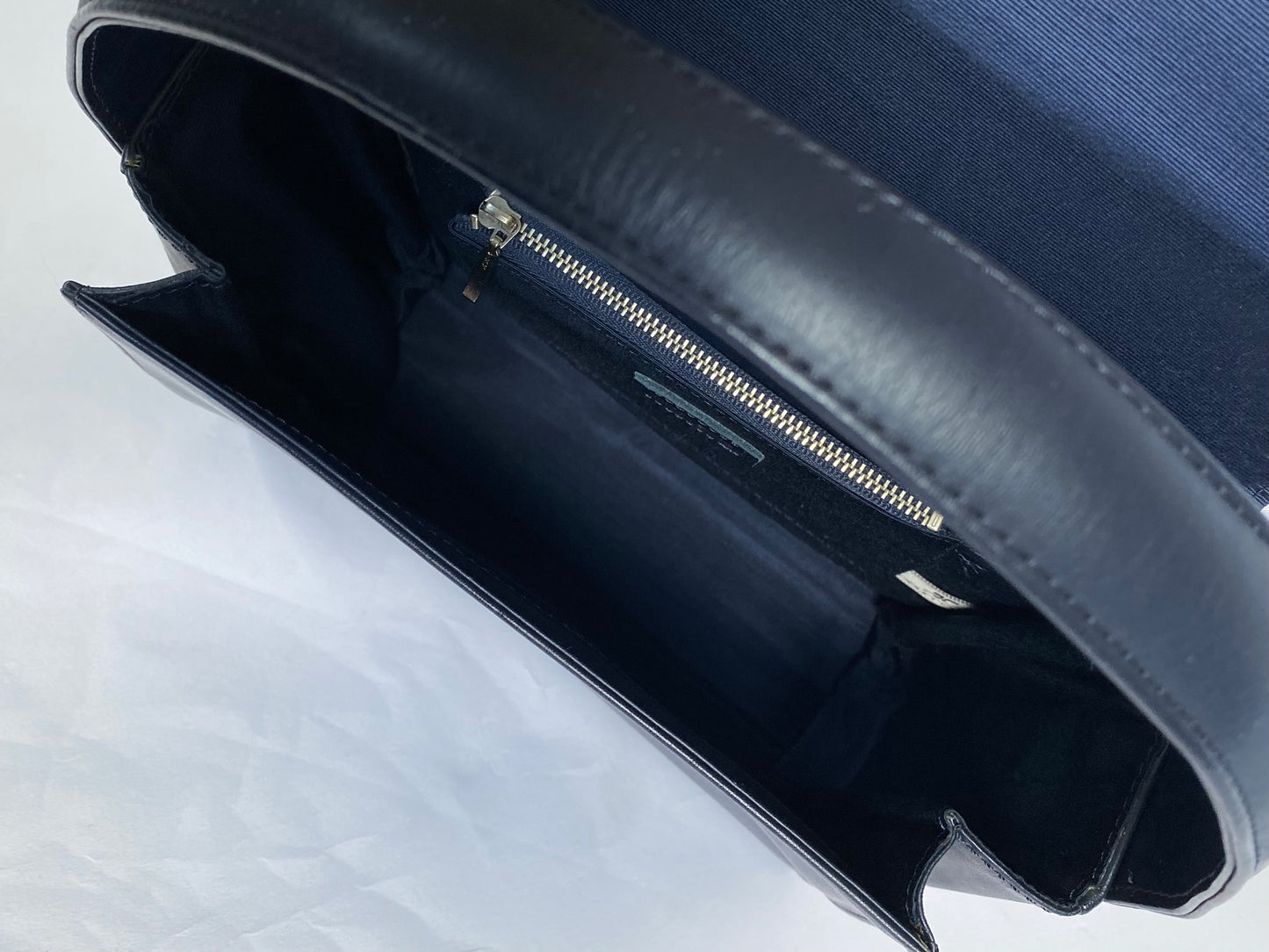 Courrèges Navy Leather Top Handle Bag
