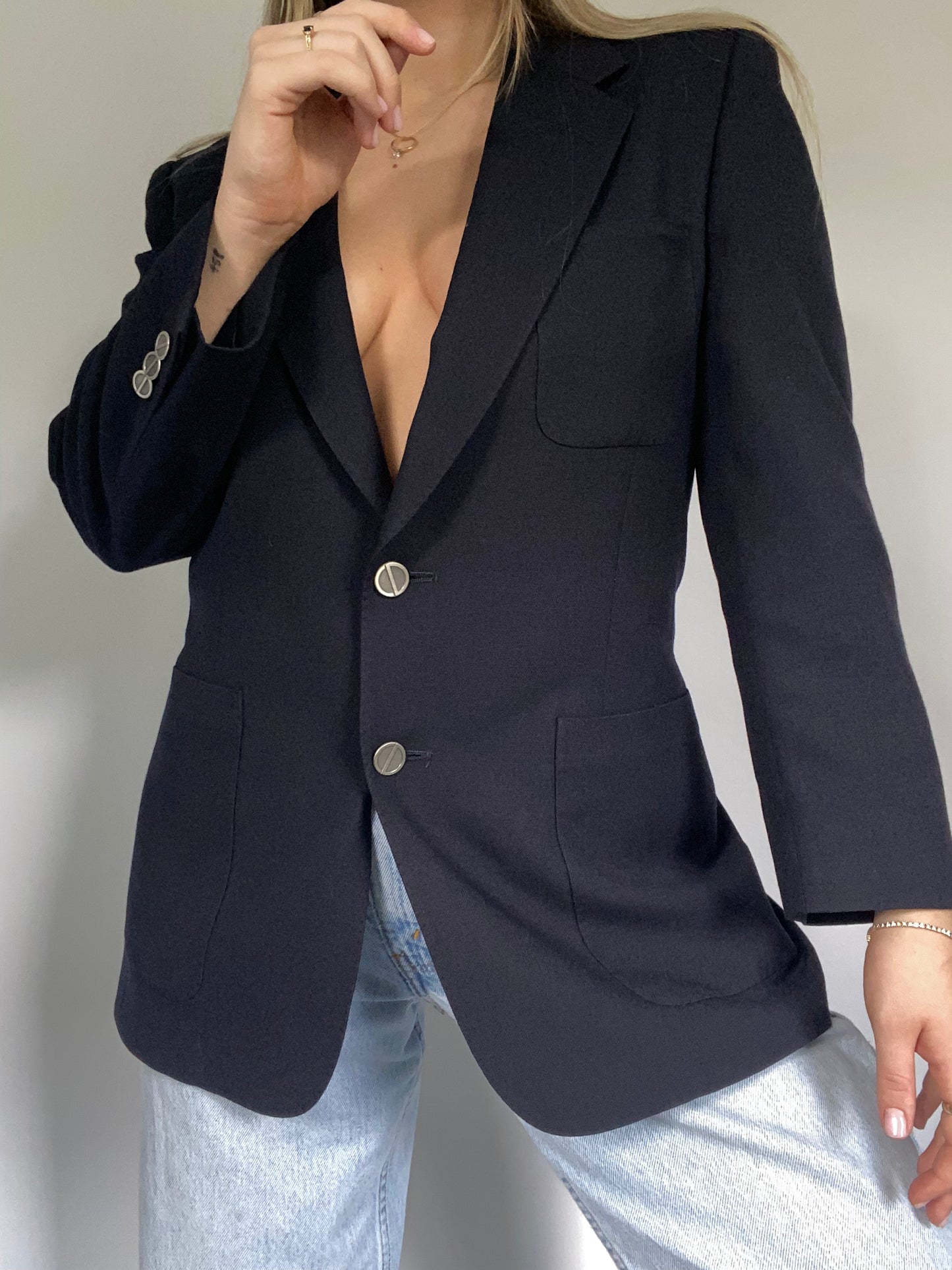 Christian Dior Logo Navy Blazer Size S/M