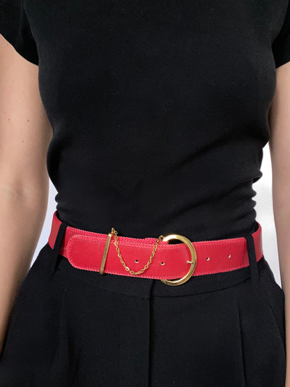 Christian Dior Red Leather Belt Size XS