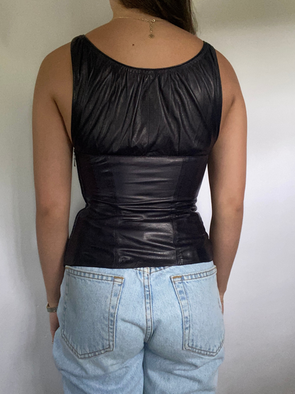 Gucci Tom Ford Era Ruched Leather Top Size XS