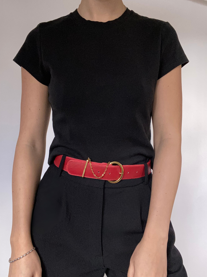 Christian Dior Red Leather Belt Size XS