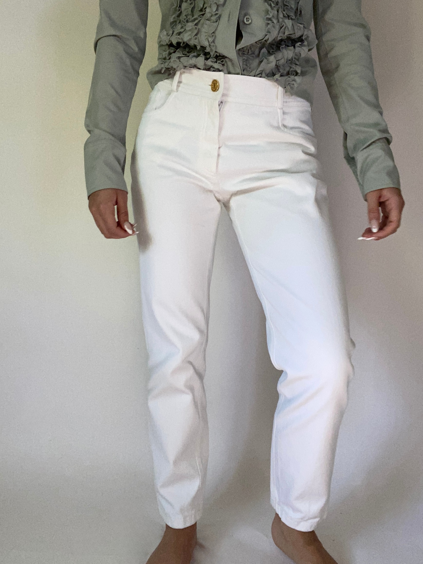 Celine Logo White Denim Size 00