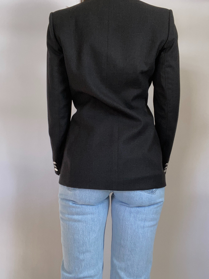 Yves Saint Laurent Logo Dark Gray Blazer Size 2