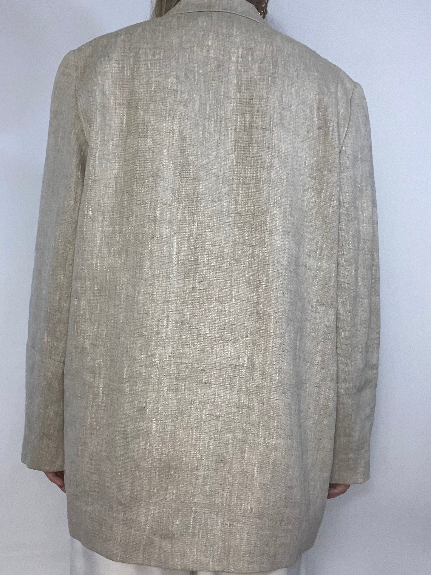 Essential Beige Linen Suiting Blazer Size L