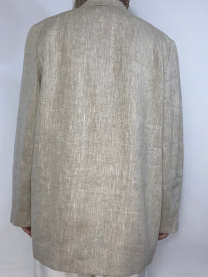 Essential Beige Linen Suiting Blazer Size L