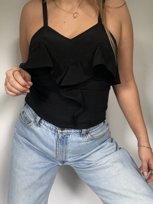Yves Saint Laurent Ruffle Silk Tank Size S
