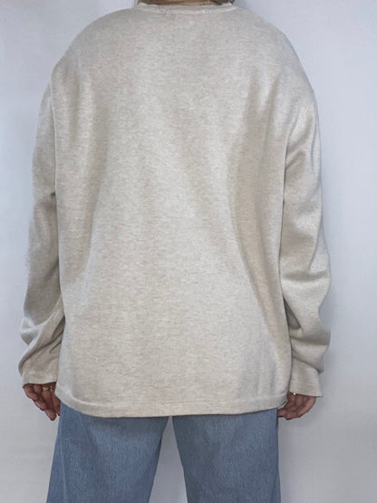 Ivory Knit Textured Sweater Size L