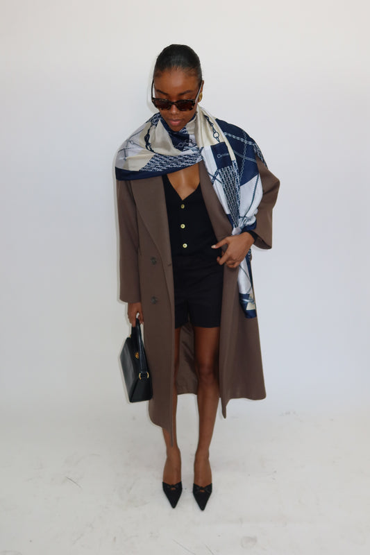 Double Breasted Wool Trench Coat Size S/M