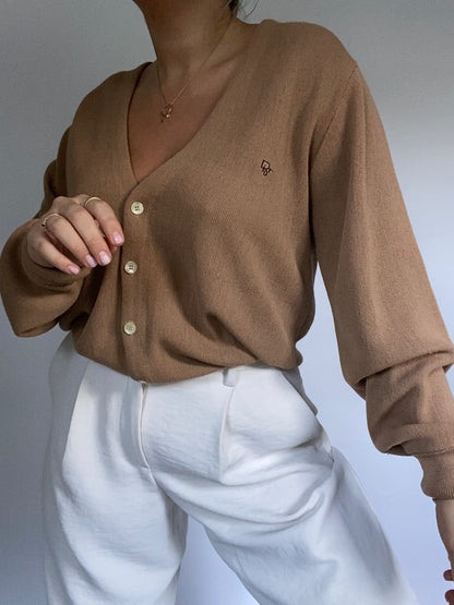 Christian Dior Logo Tan Cardigan Size M/L