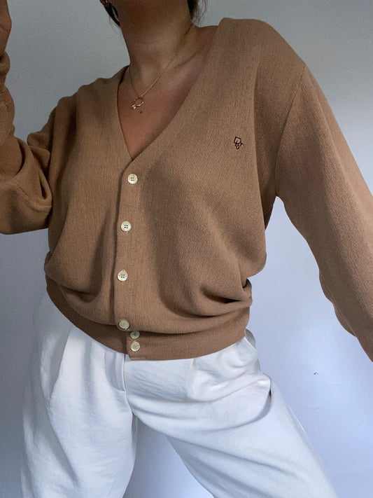 Christian Dior Logo Tan Cardigan Size M/L