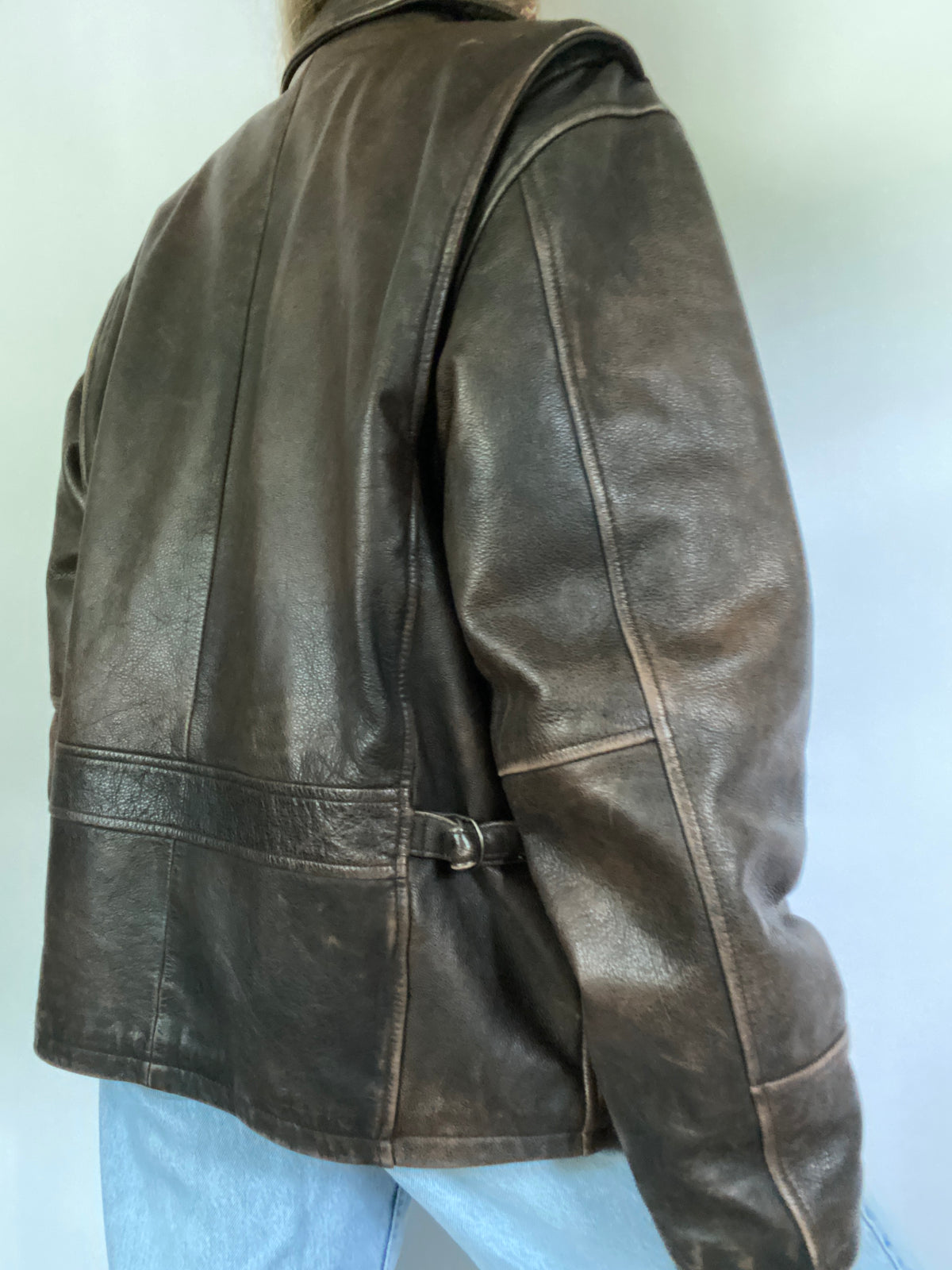 Vintage Brown Leather Bomber Size M