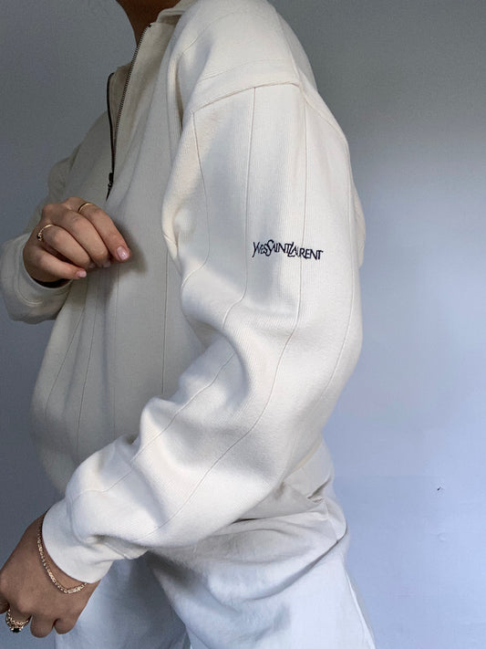 Yves Saint Laurent Ivory Quarter Zip Size M