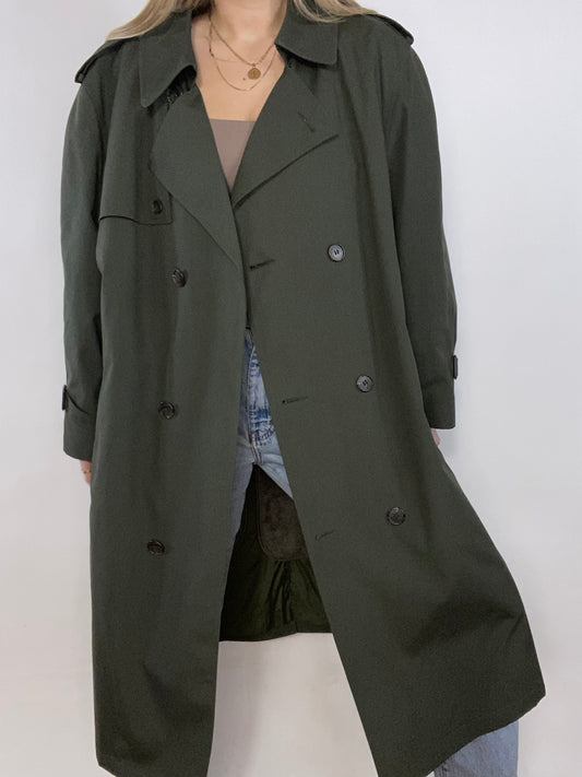 Olive Green Essential Trench Coat Size L/XL